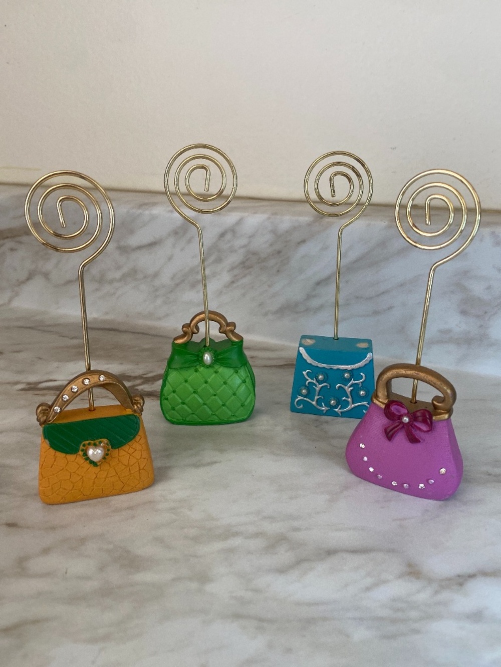🪞 NEW set of mini hand bag place card holders set of 4